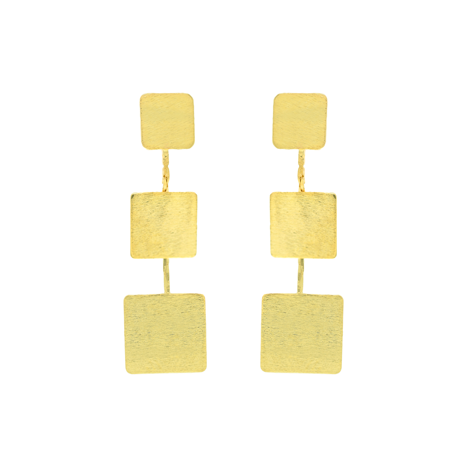 SQUARE EARRING ARTISANAL GOLD PLATED