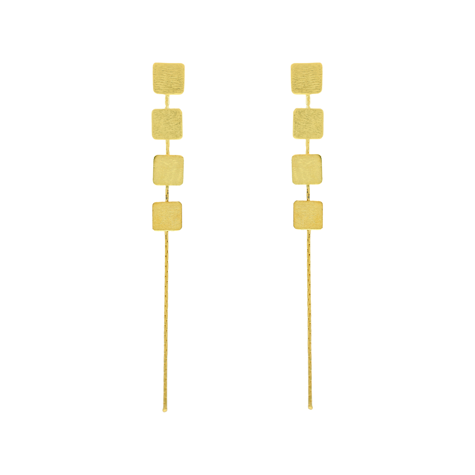 SQUARE EARRING ARTISANAL GOLD PLATED