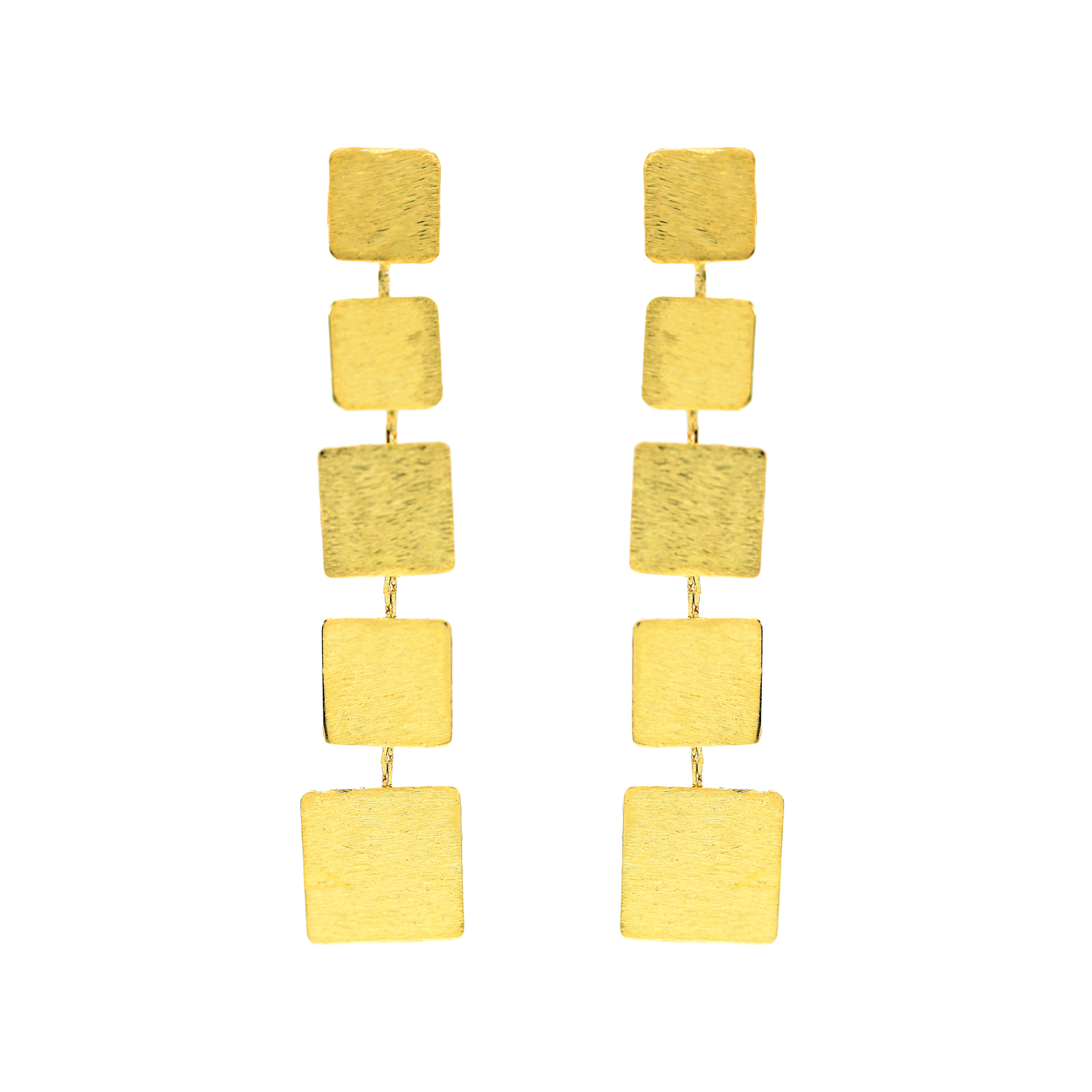 SQUARE EARRING ARTISANAL GOLD PLATED