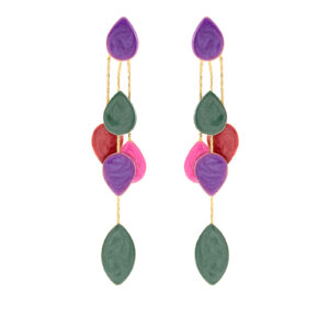18KTE GOLD PLATED EARRING WITH ENAMEL