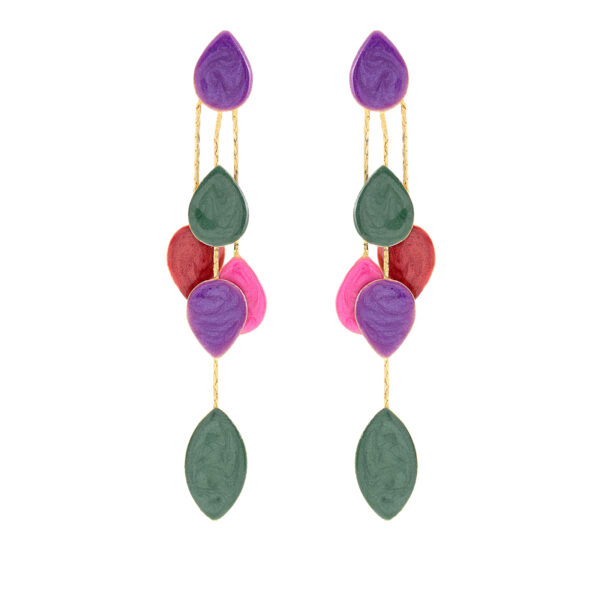 18KTE GOLD PLATED EARRING WITH ENAMEL