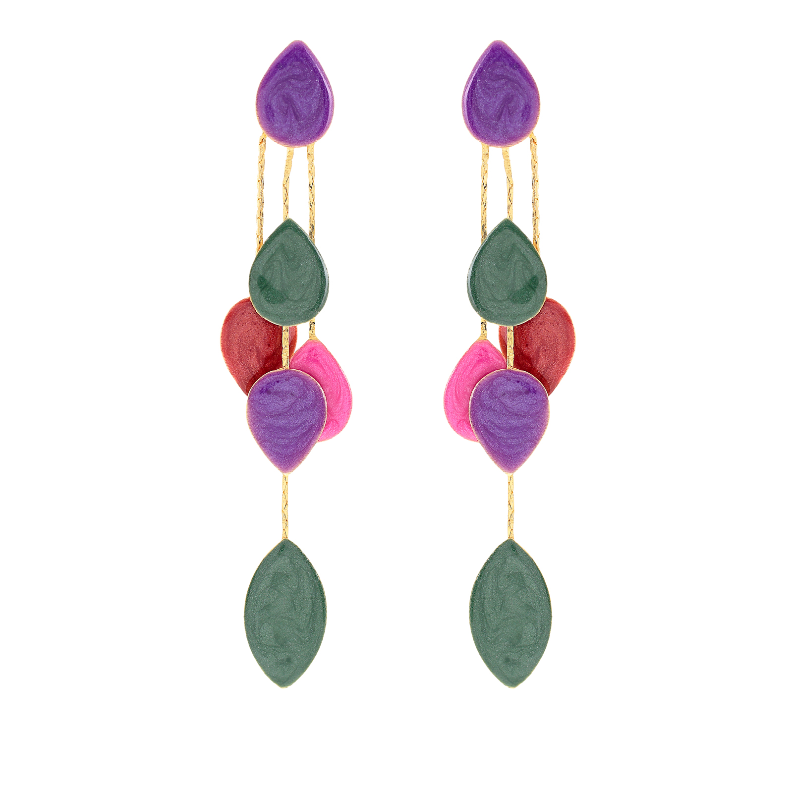 18KTE GOLD PLATED EARRING WITH ENAMEL