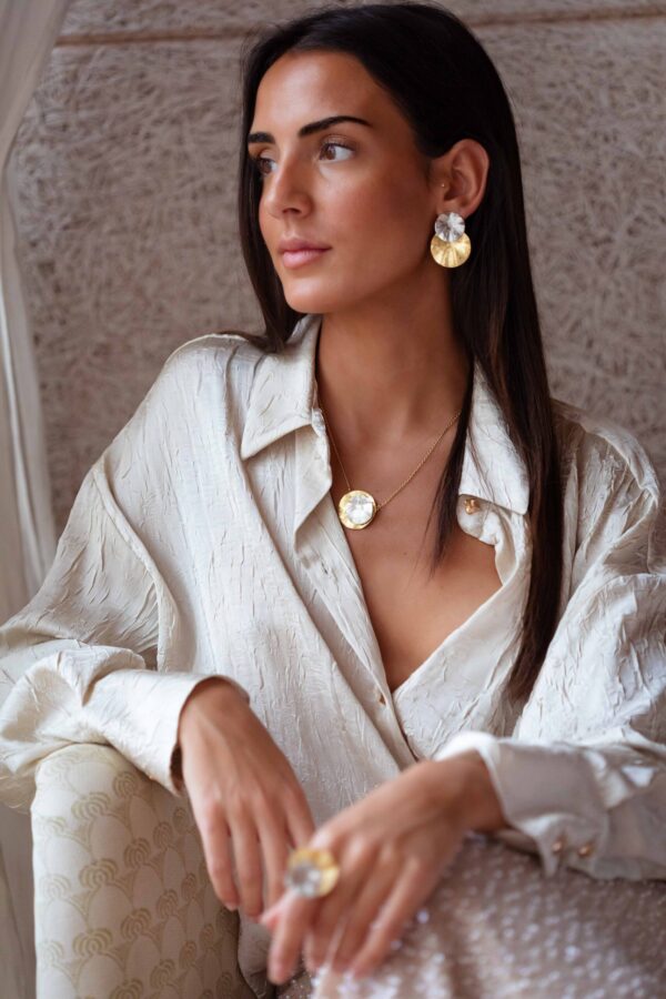 18 kt gold plated Combined Hydrangea necklace.
