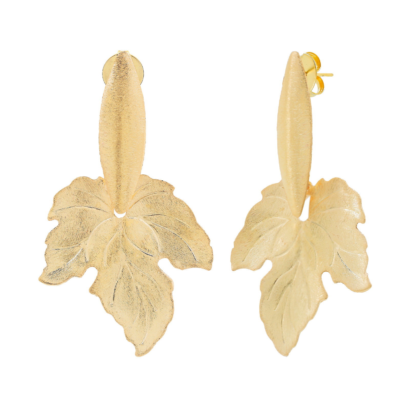 Large 18kts gold-plated maple leaf earring
