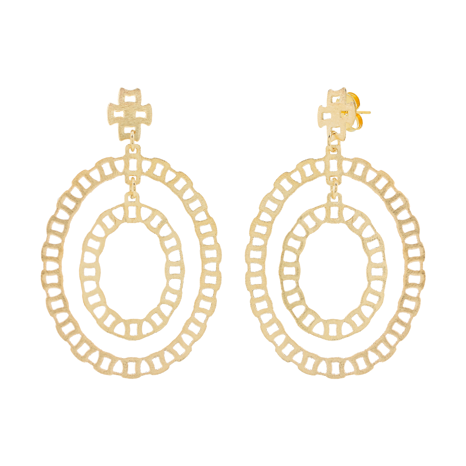 Maya 2-way big gold plated earring 18Ktes