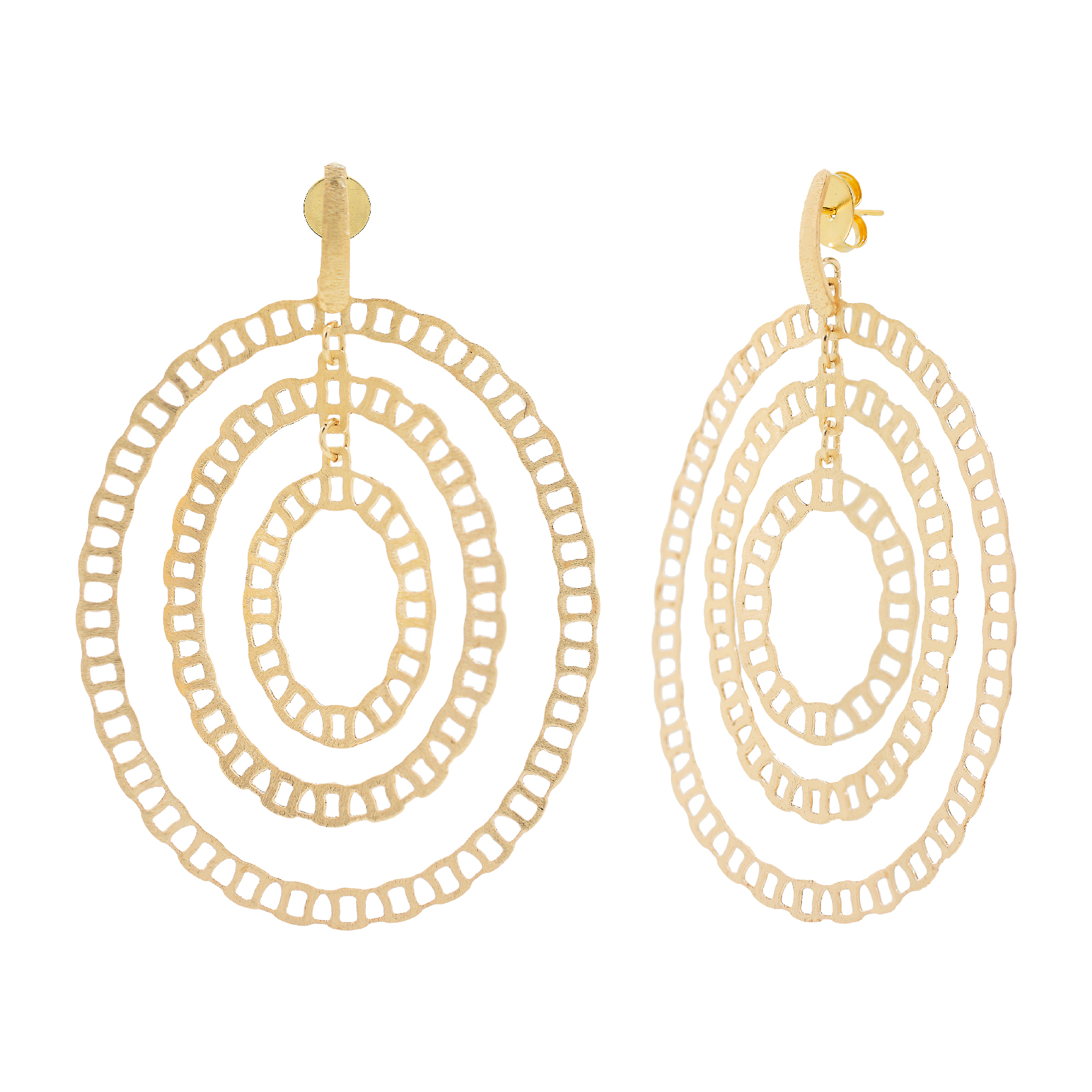 Pendiente Maya 3 vías super big chapado oro 18Ktes