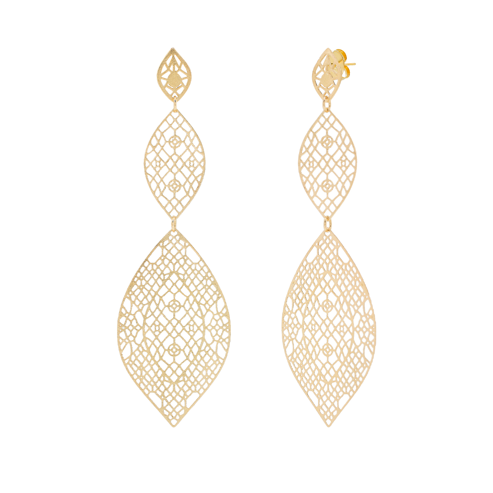 Large 18kts gold-plated maple leaf earring