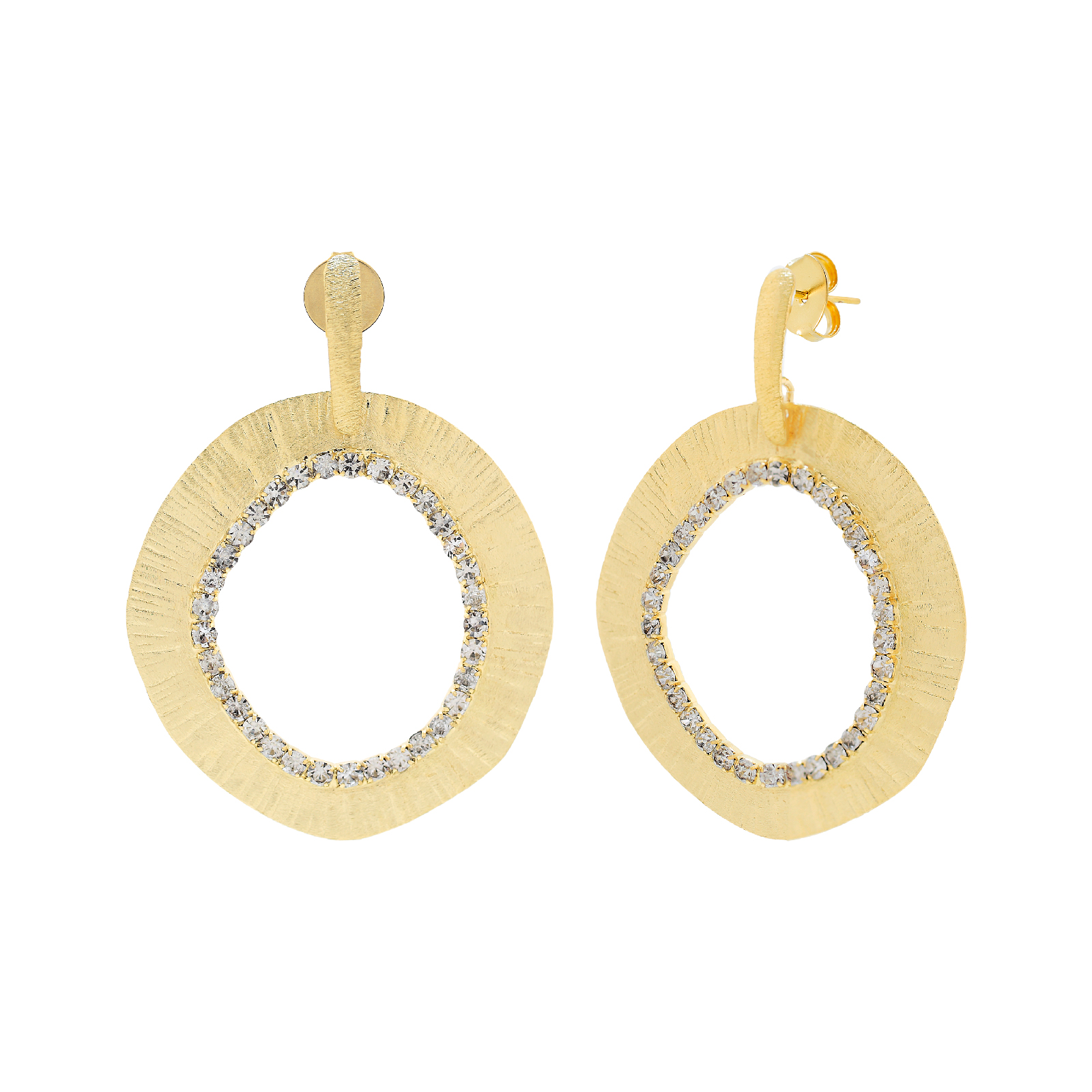 18K Gold Plated Sun Earring with Rhinestones Pendant with Rhinestones