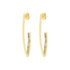 Hoop with Rhinestones Thin Earring with 18K Gold Plated Rhinestones