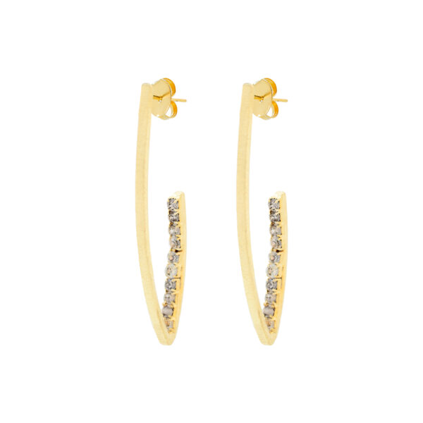 Hoop with Rhinestones Thin Earring with 18K Gold Plated Rhinestones