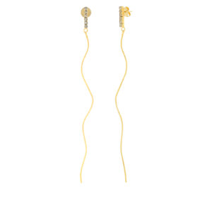 Thin Long Earring with 18K Gold Plated Rhinestones