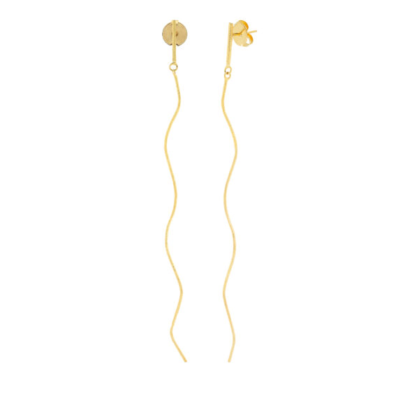 Long Thin 2-Piece Hinged Earring 18K Gold Plated 18Kts