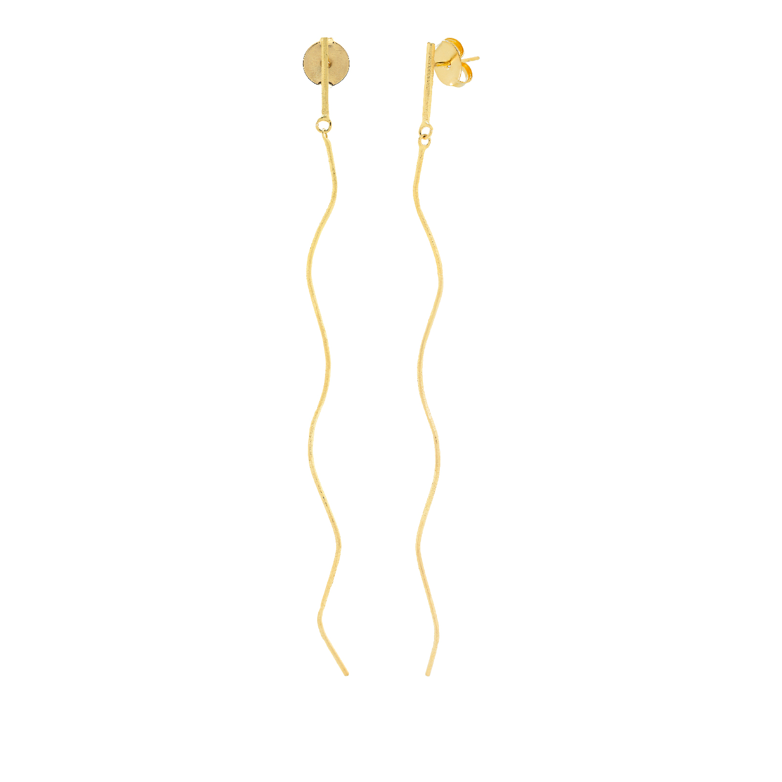 Long Thin 2-Piece Hinged Earring 18K Gold Plated 18Kts