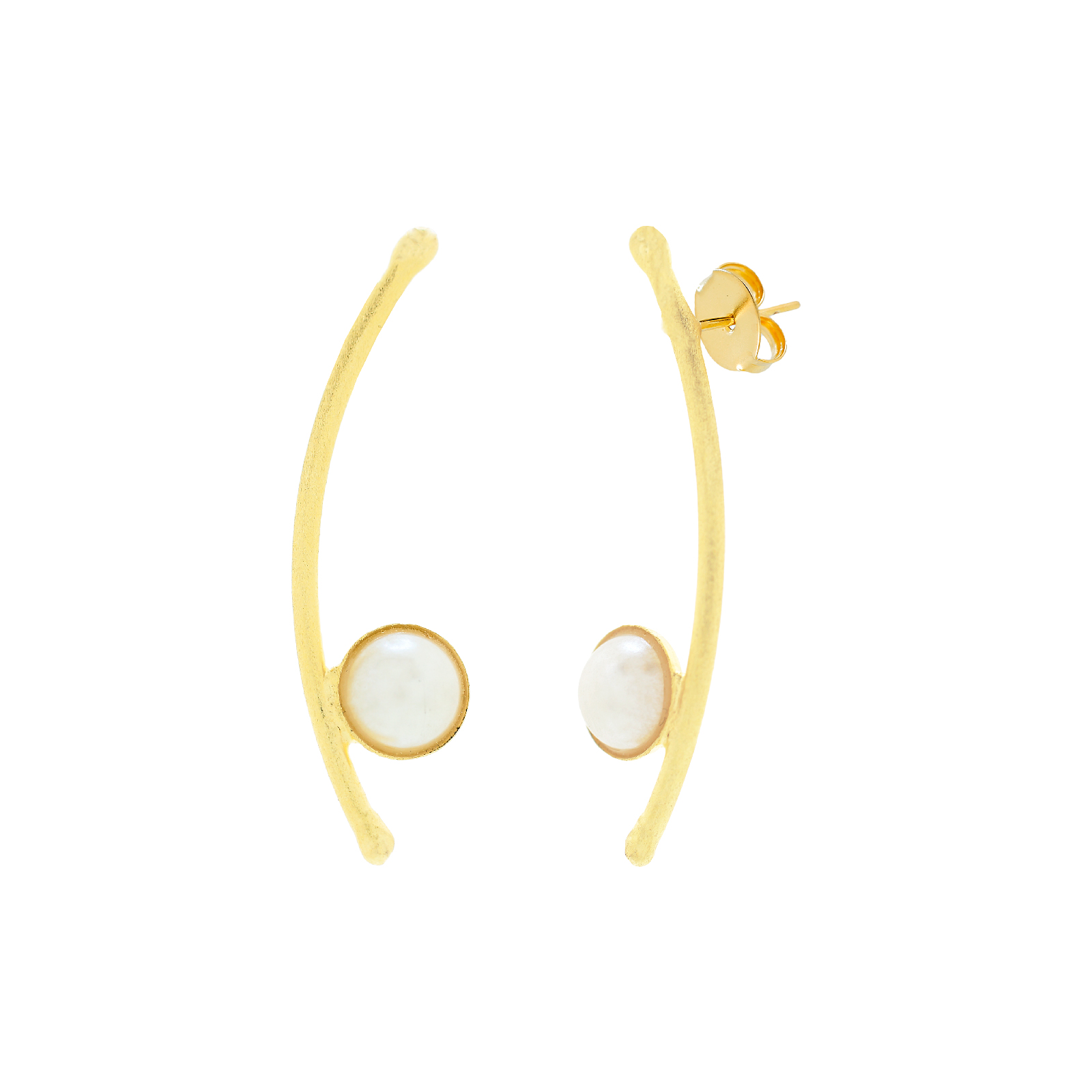 18K gold-plated curved Japan earring with pearl