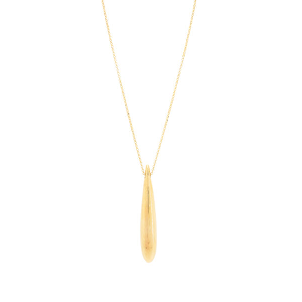 45cm teardrop pendant with 60cm chain, 18kt gold plated