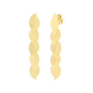 5-piece earring with wavy leaves, 18kt gold plated