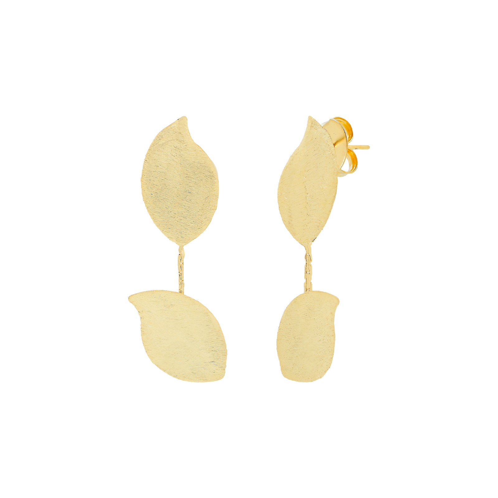 2-piece rigid earring with wavy leaves