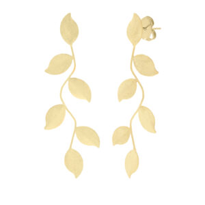 6-piece rigid earring with wavy leaves, 18kt gold plated