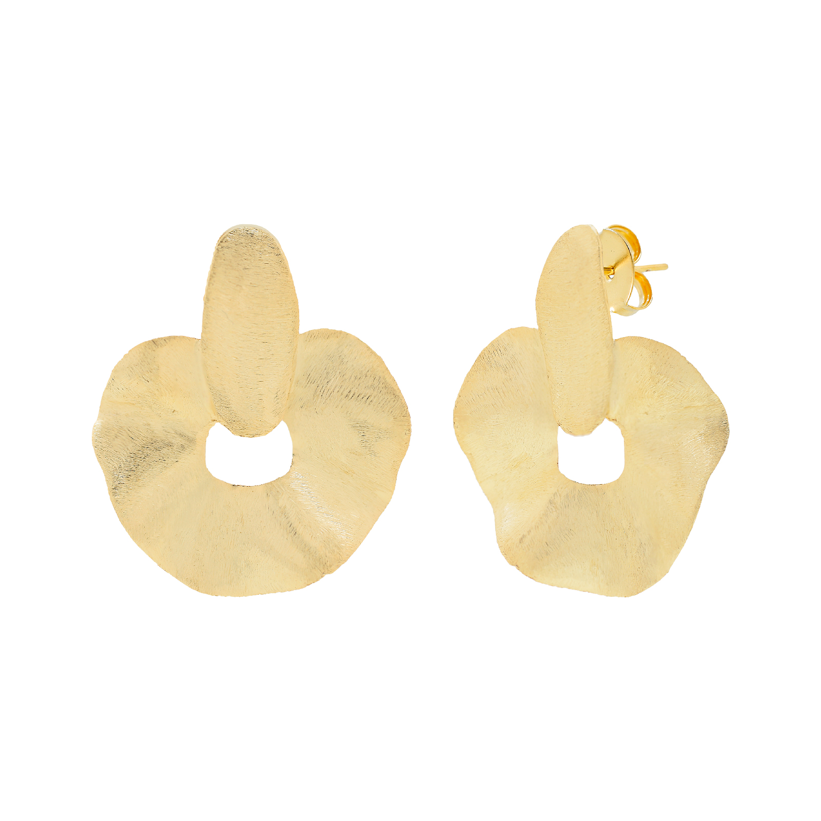 18K gold-plated wave earring with petal