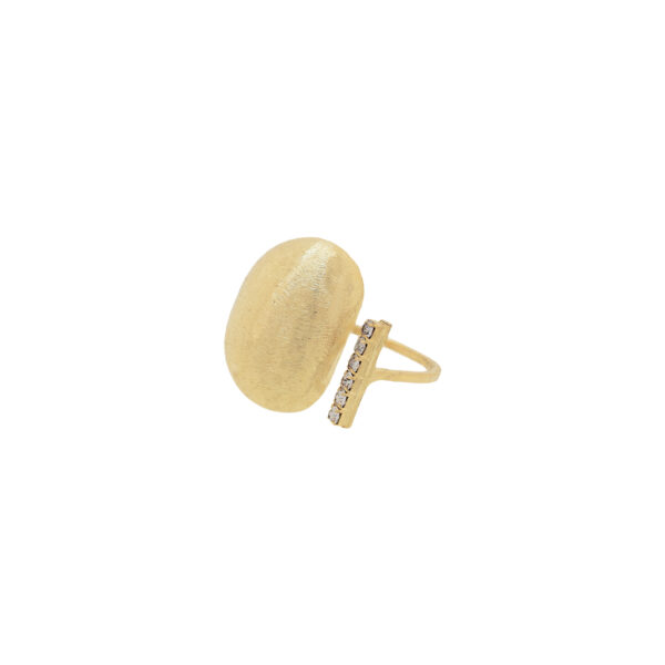 18K gold-plated ring with rhinestone bar, universal size