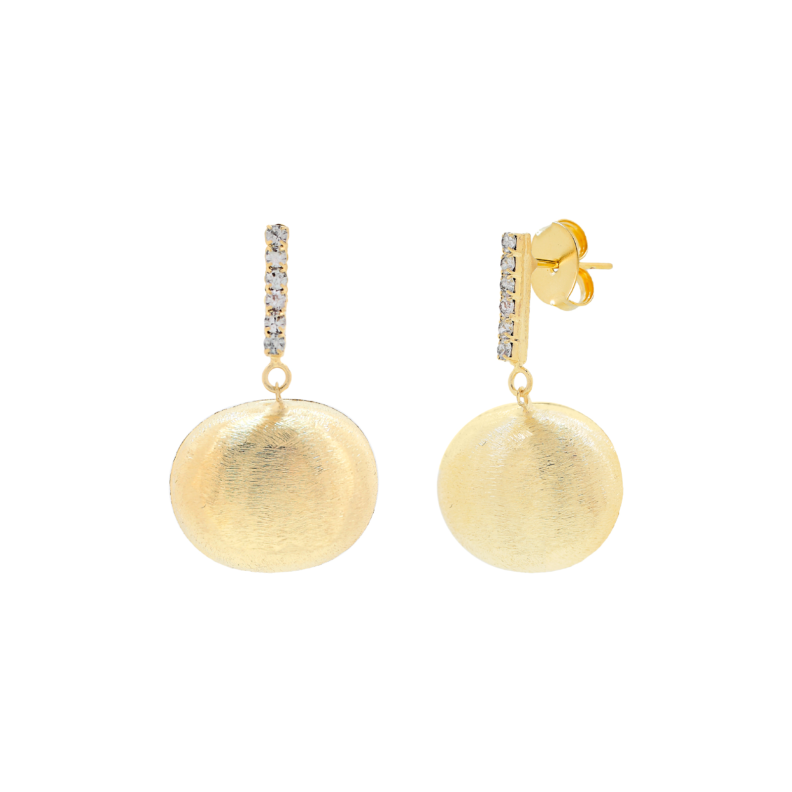18K gold-plated earring with rhinestone bar