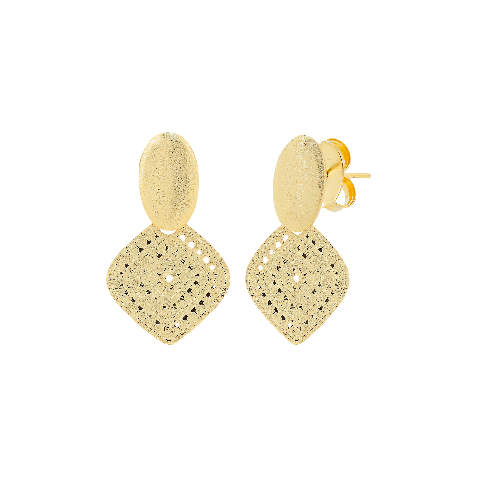 18K gold-plated small filigree earring