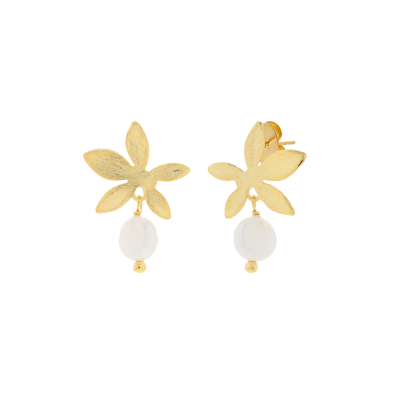 18K gold-plated flower earring with pearl