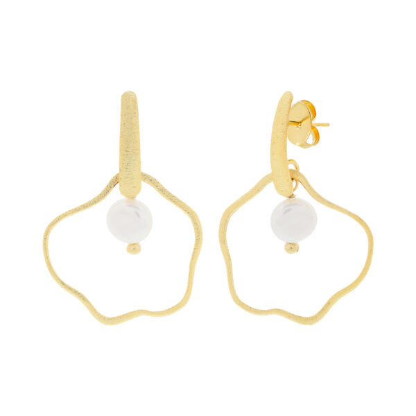 18K gold-plated irregular earring with pearl