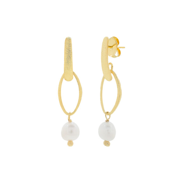 Pendiente oval con perla