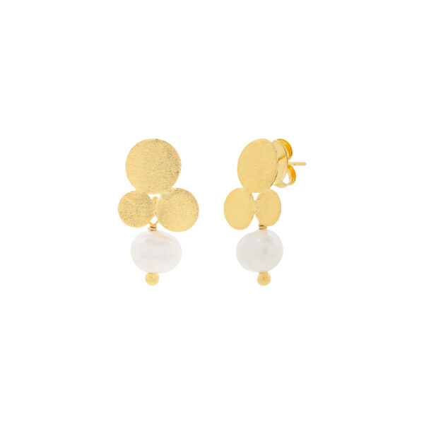 18K gold-plated circle earring with pearl 18K Gold