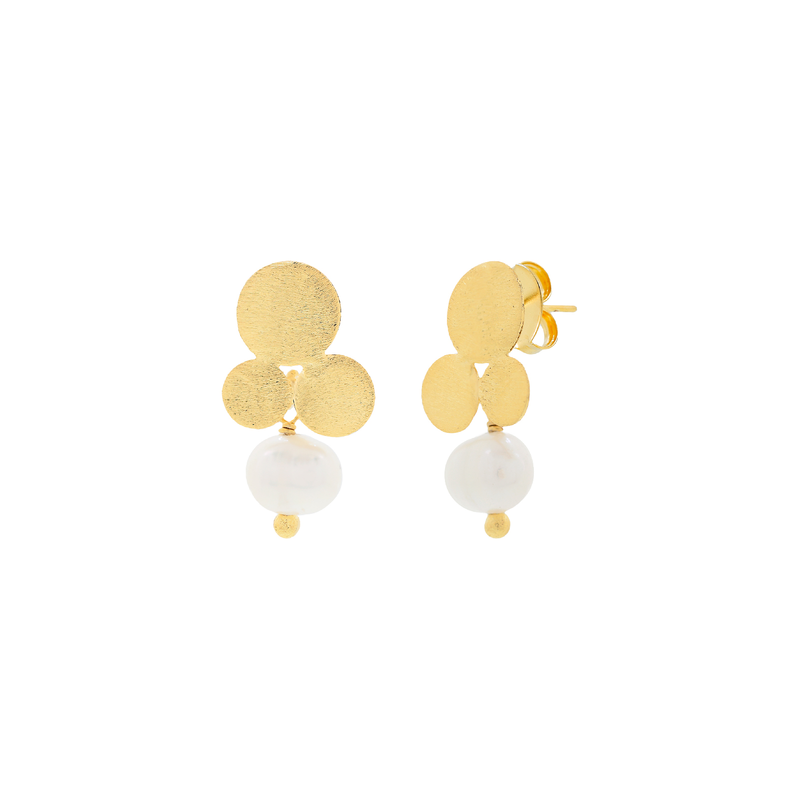 18K gold-plated circle earring with pearl 18K Gold