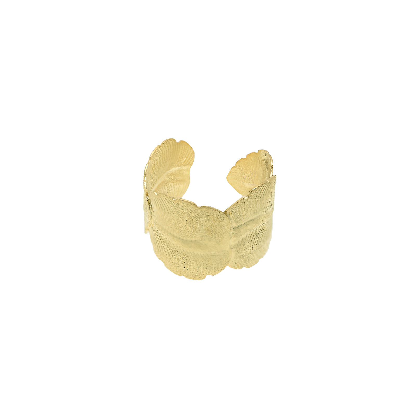 Universal ring with 18K gold-plated leaves
