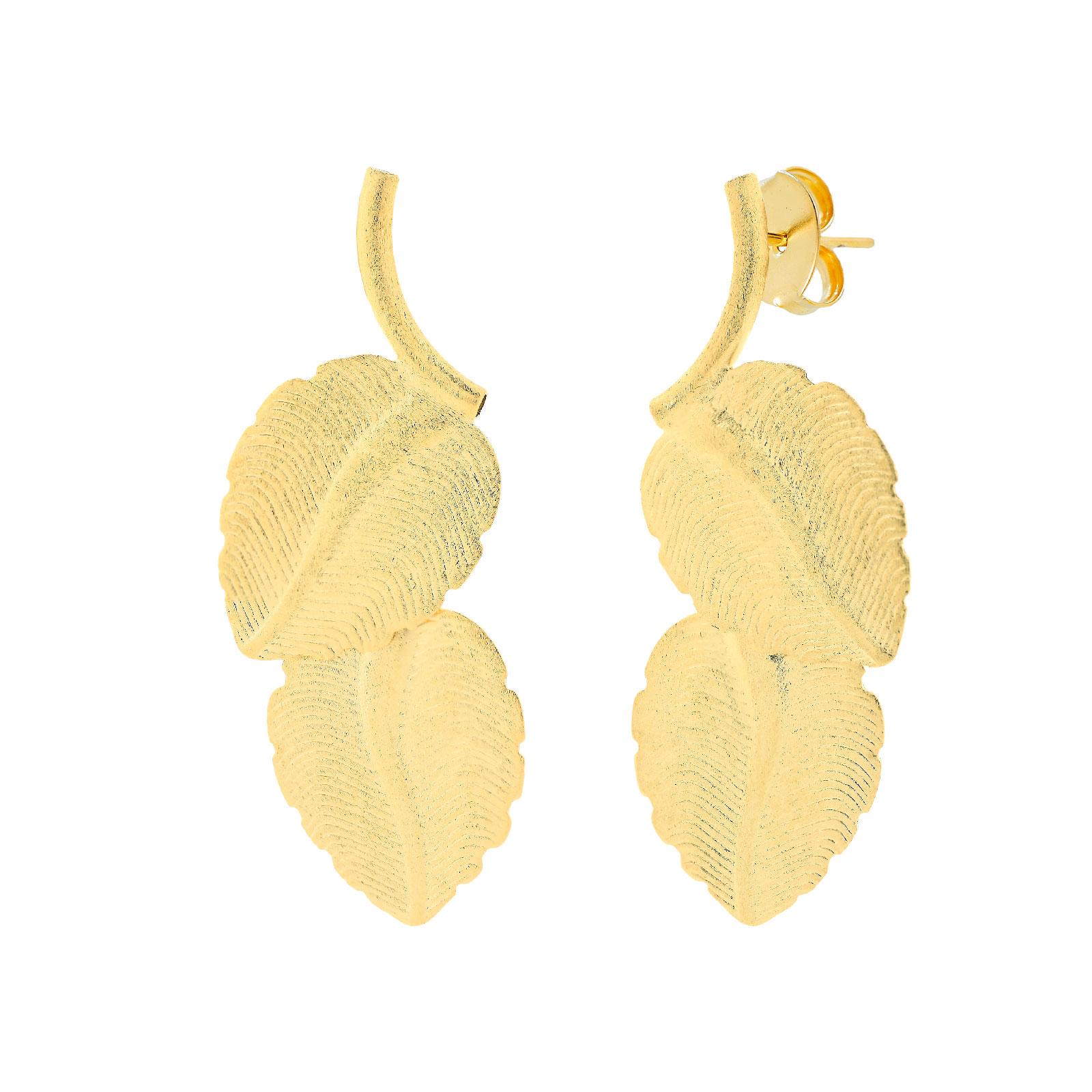 18K gold-plated 2-leaf earring