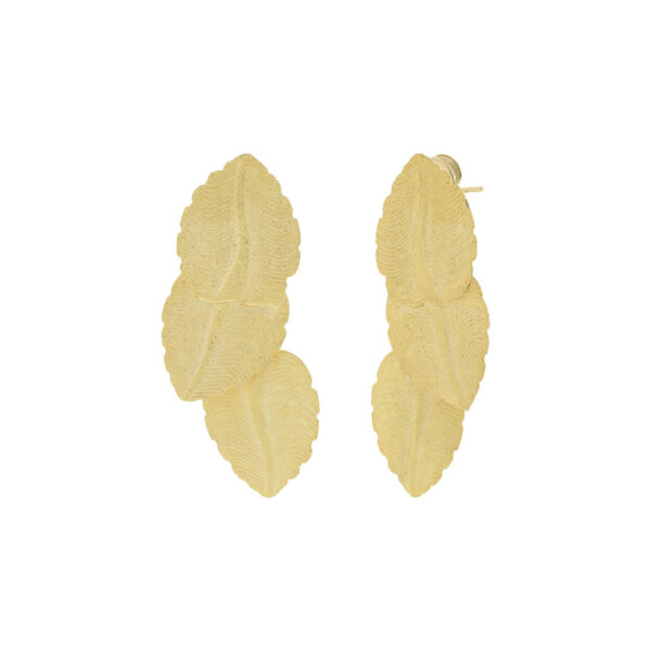 3-leaf earring with 18K gold plating