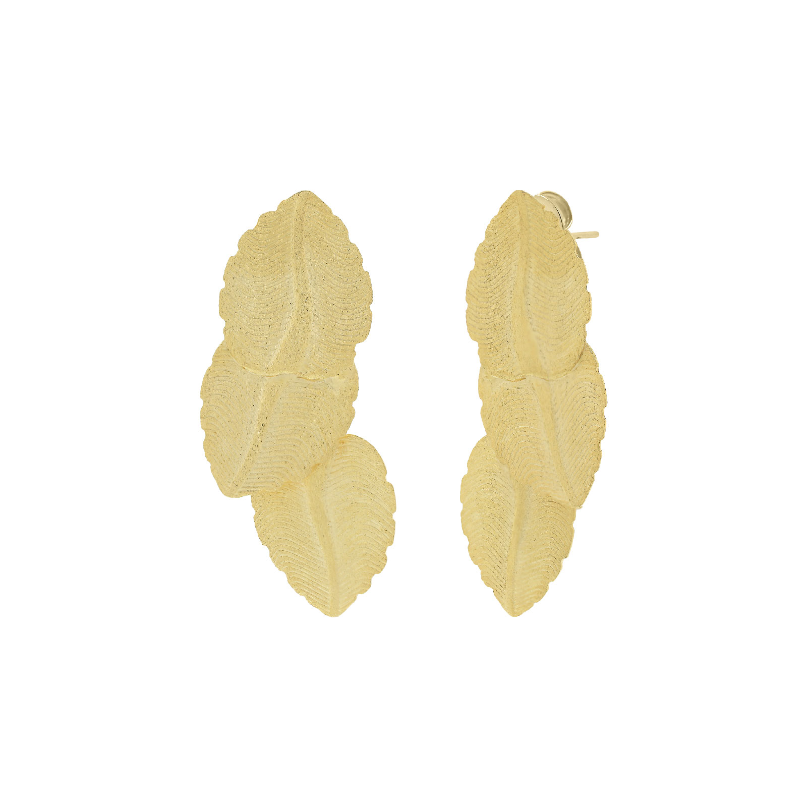 3-leaf earring with 18K gold plating
