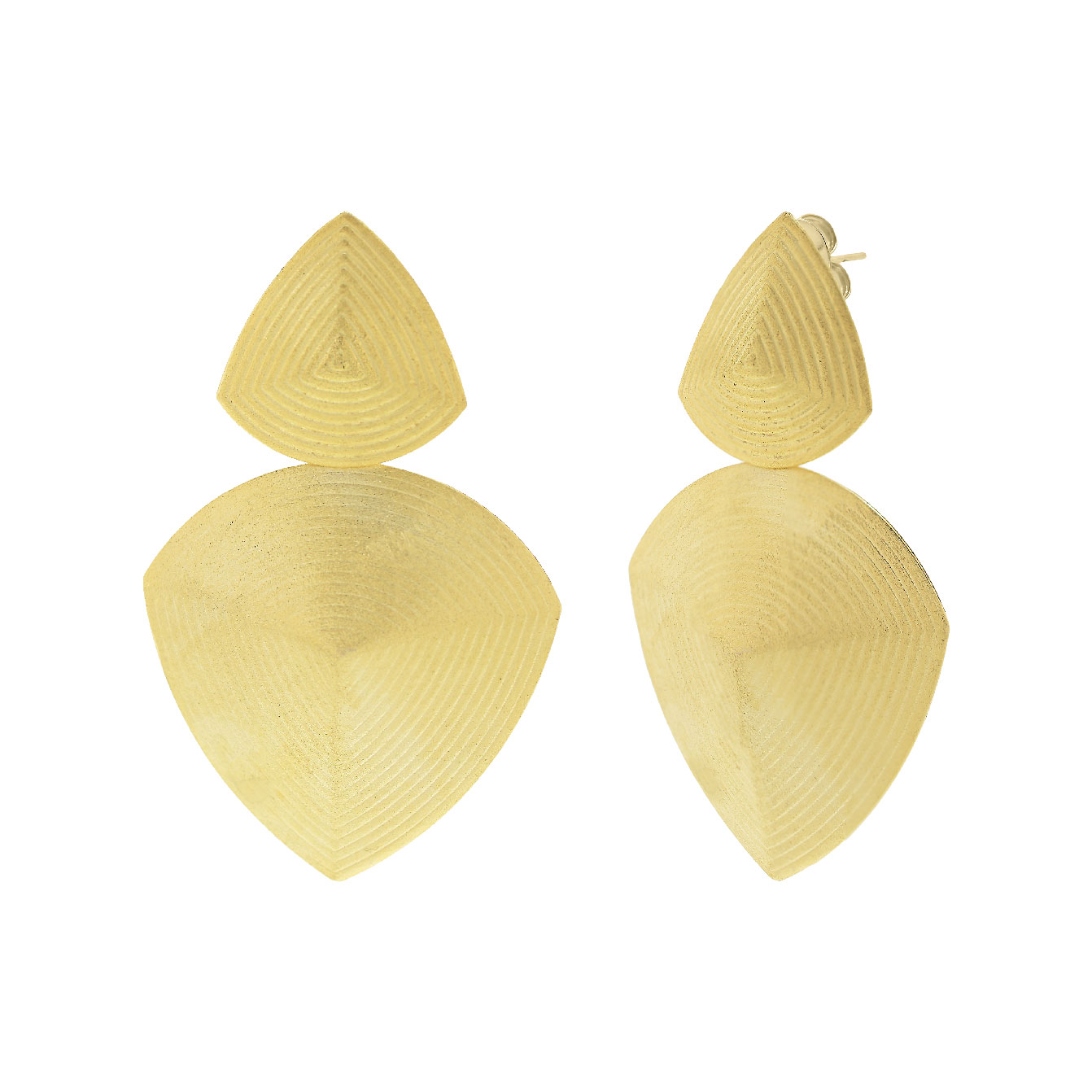 Large triangular earring with engraving