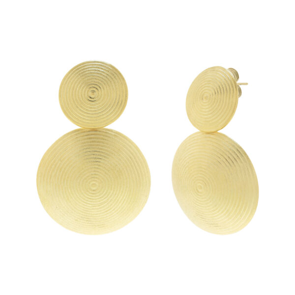 Large double round earring with engraving
