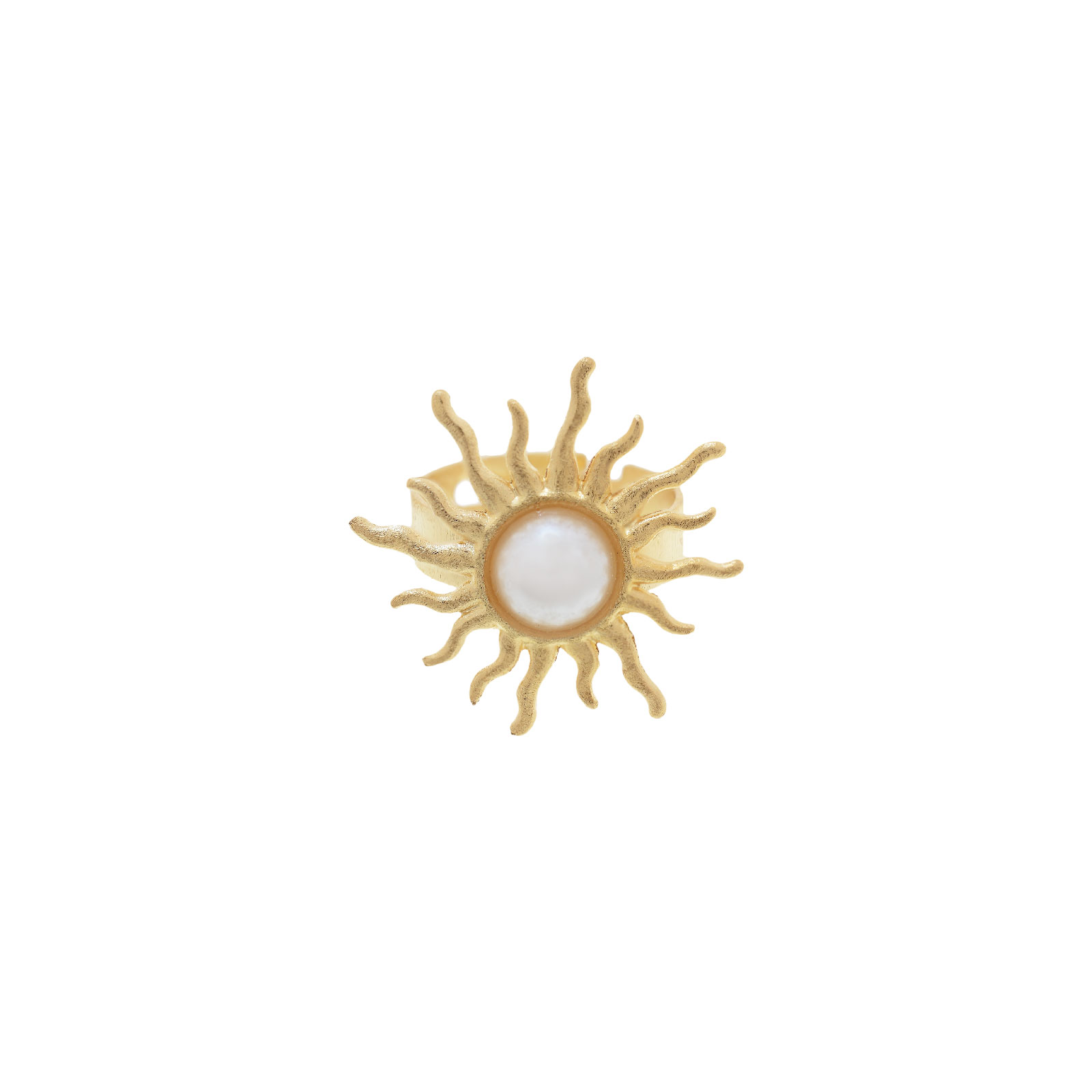 Sun ring with pearl, universal size