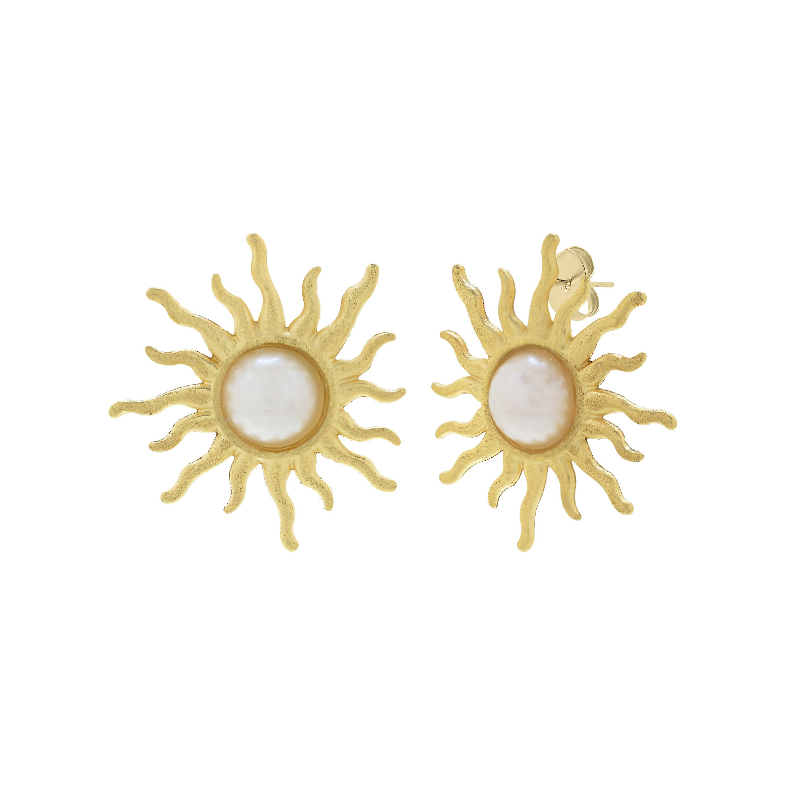 Sun earring with pearl