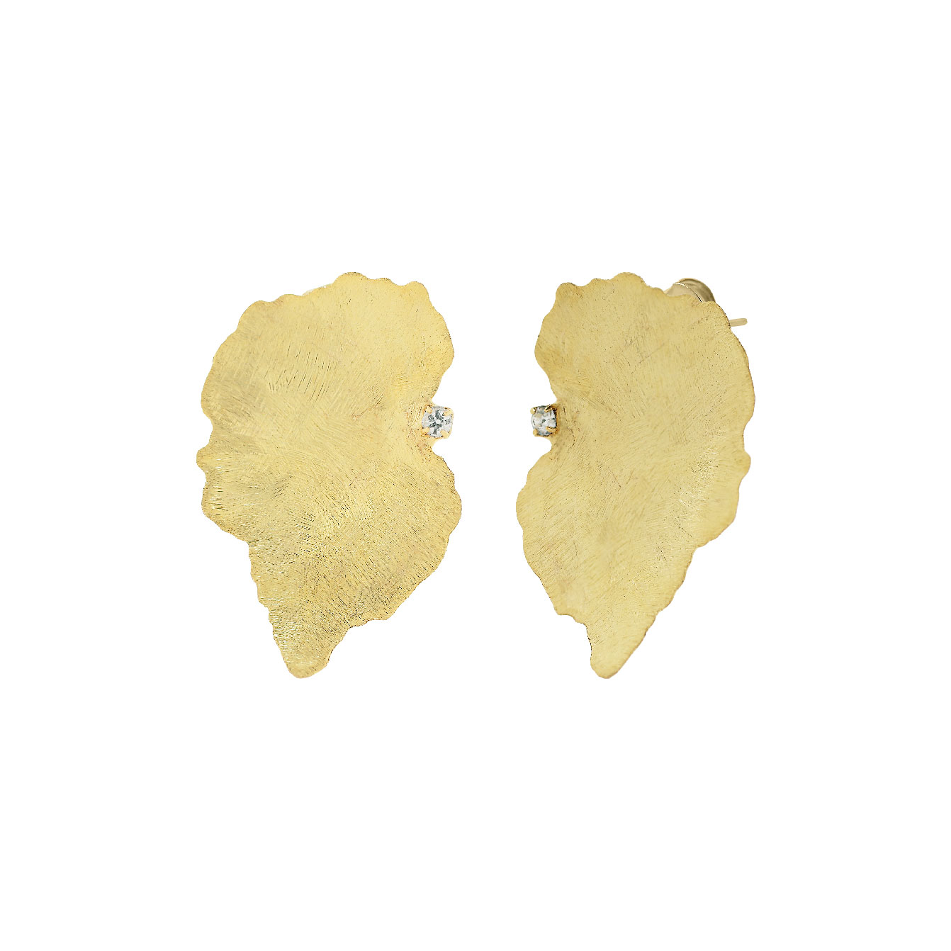 Leaf earring with cubic zirconia