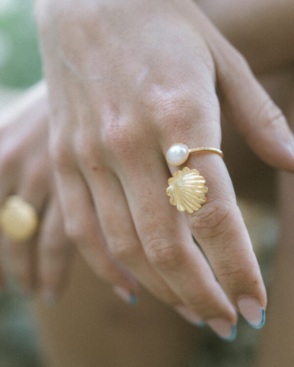 Anillo doble Concha perla- talla universal