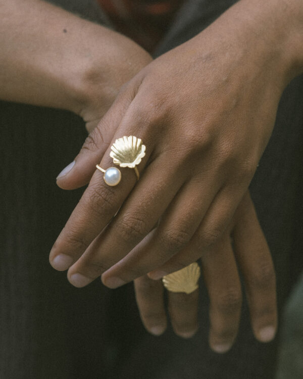 Anillo doble Concha perla- talla universal