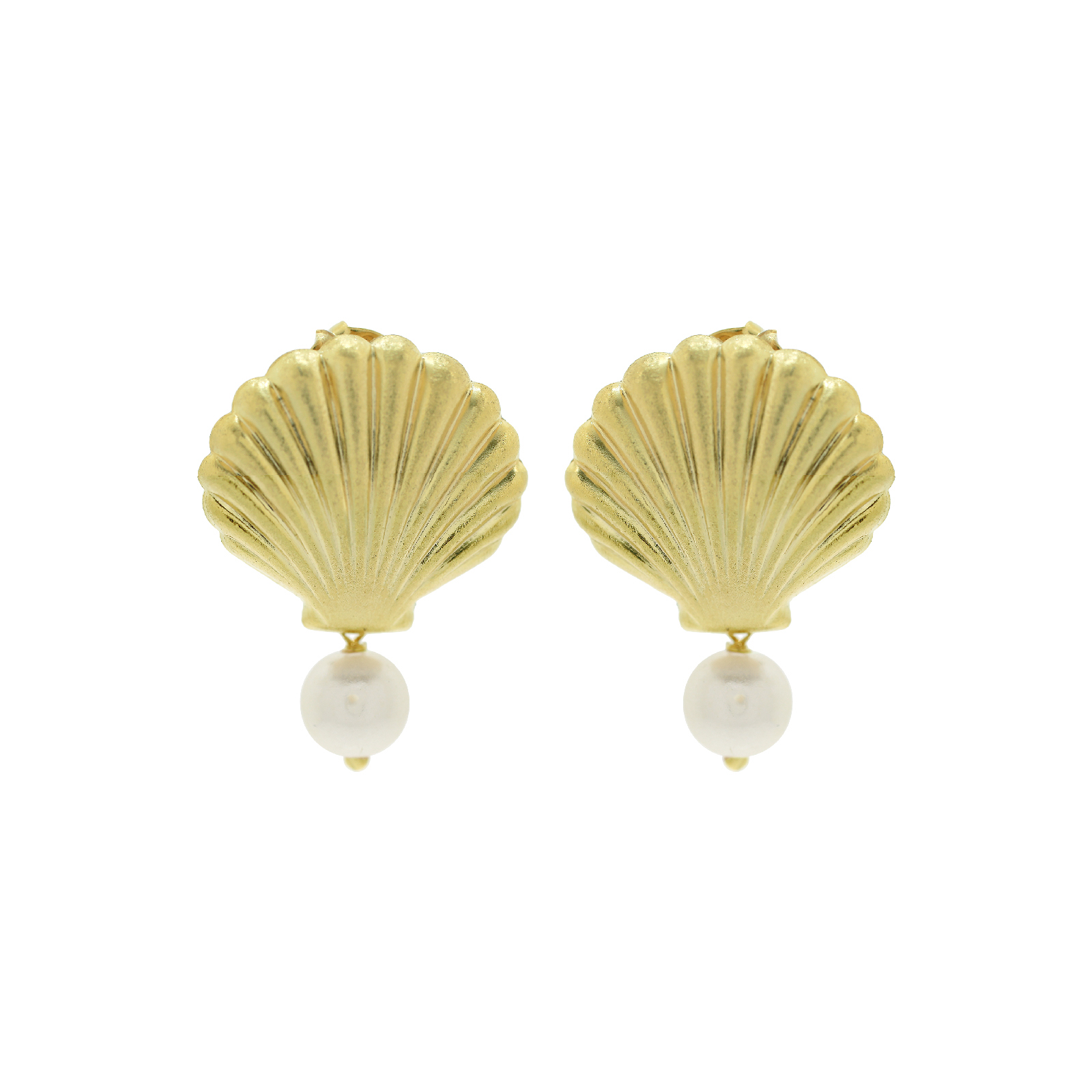 Large Shell and Pearl Earring