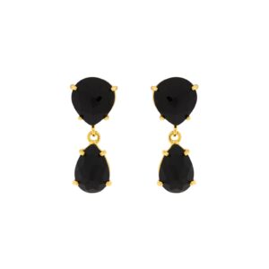 BLACK DOUBLE SLOPE LAGRIMA faceted crystal gold plated