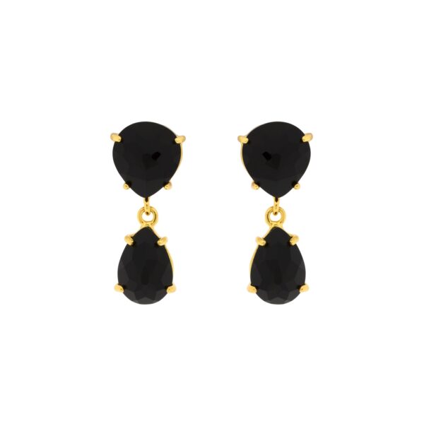 BLACK DOUBLE SLOPE LAGRIMA faceted crystal gold plated