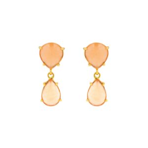 ORANGE DOUBLE SLOPE LAGRIMA faceted crystal gold plated