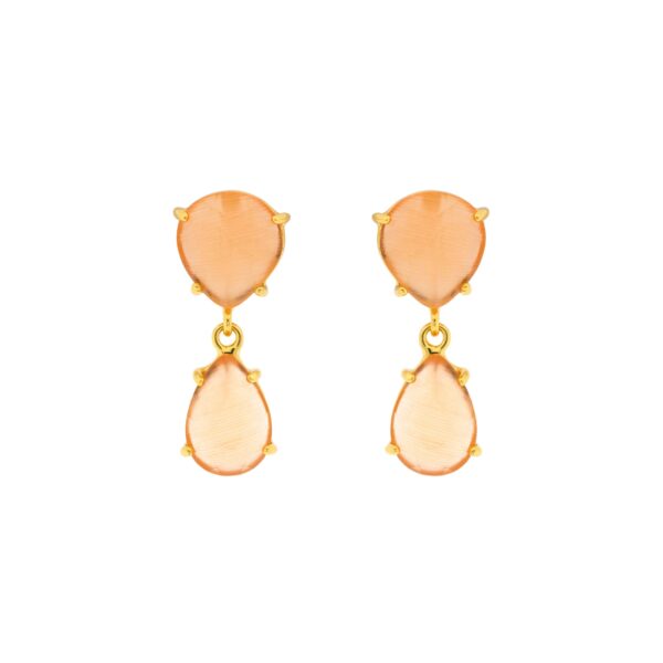 ORANGE DOUBLE SLOPE LAGRIMA faceted crystal gold plated