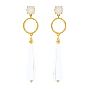 PENDANT WHITE GOLD PLATED CRYSTAL FACETED METAL AND HOOP