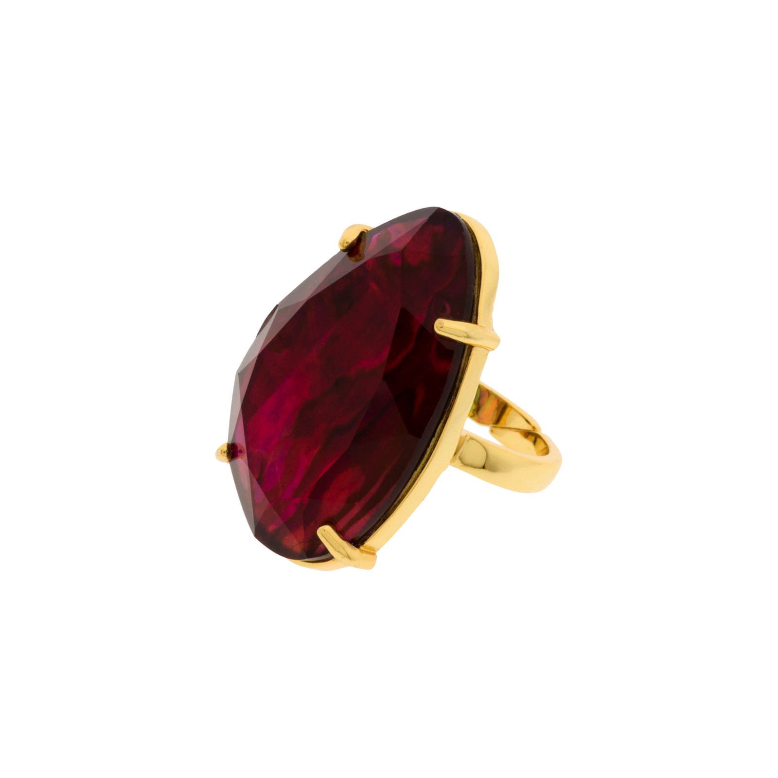 UNIVERSAL FUCSIA RING AND GLASS MADREPERLA gold plated FAC