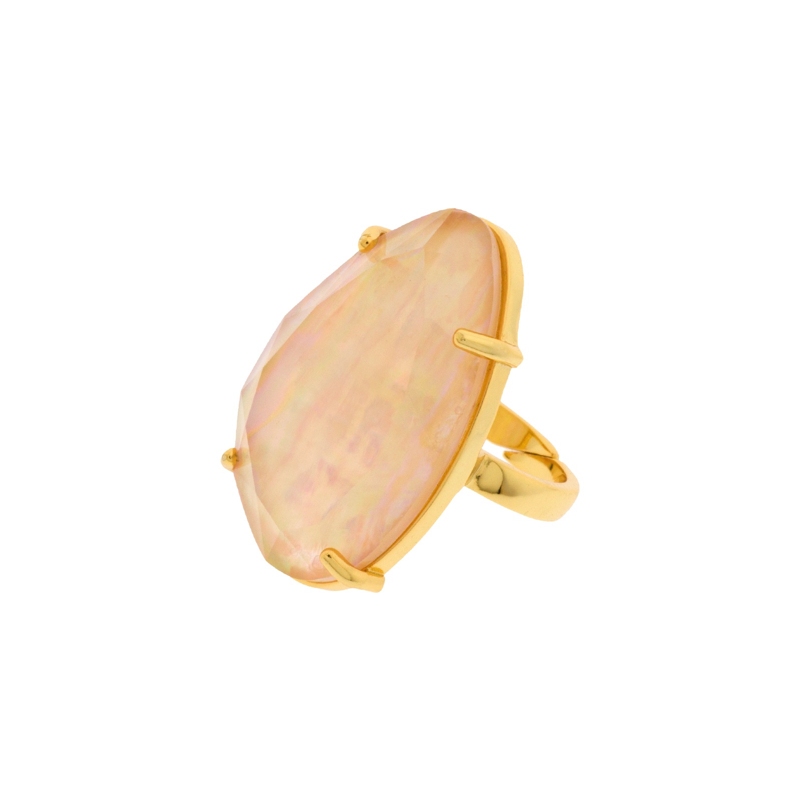 UNIVERSAL PINK GOLD RING MADREPERLA AND GLASS PLATED FACET